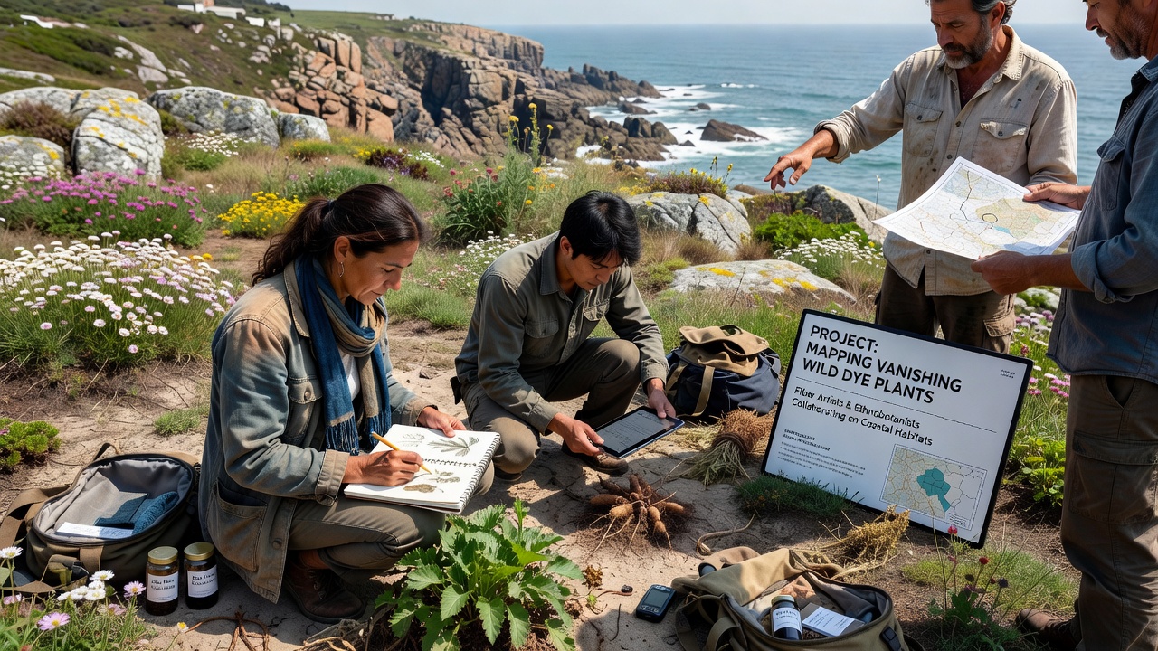 Community volunteers recording field data on coastal plant populations